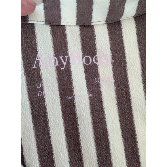 Anybody brown and white short sleeve striped top womens large - Picture 3 of 6